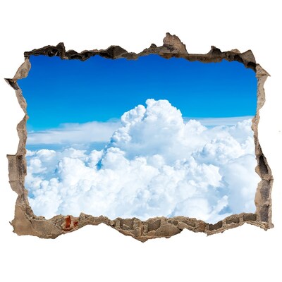 Zelfklevende muursticker 3D gat De hemel is vol wolken.