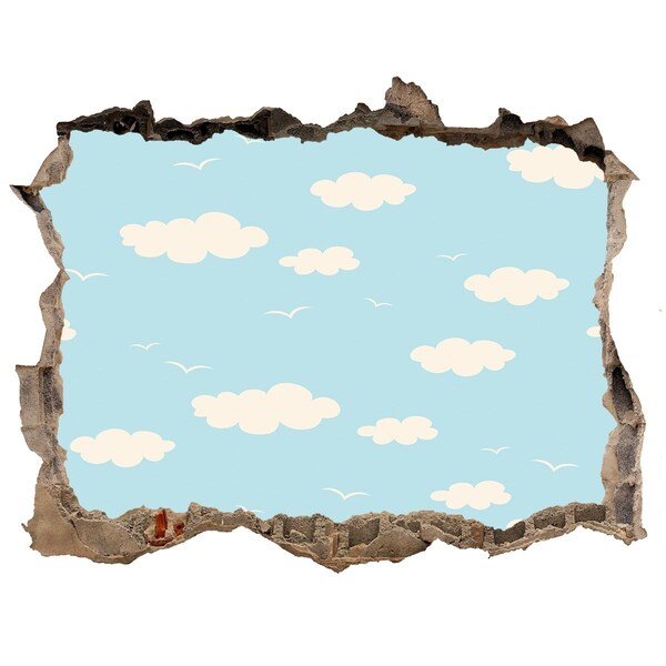 Zelfklevende muursticker 3D gat Blauwe lucht met wolken