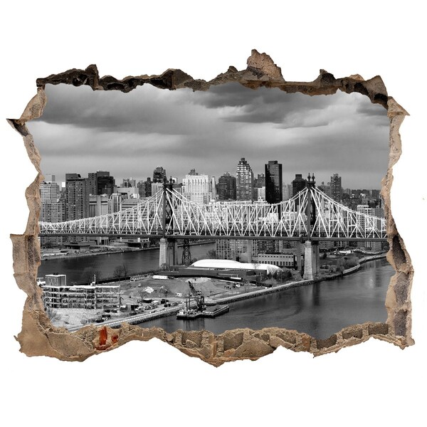 Zelfklevende 3D wandsticker illusie New York Bridge