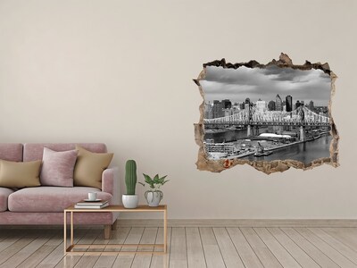 Zelfklevende 3D wandsticker illusie New York Bridge