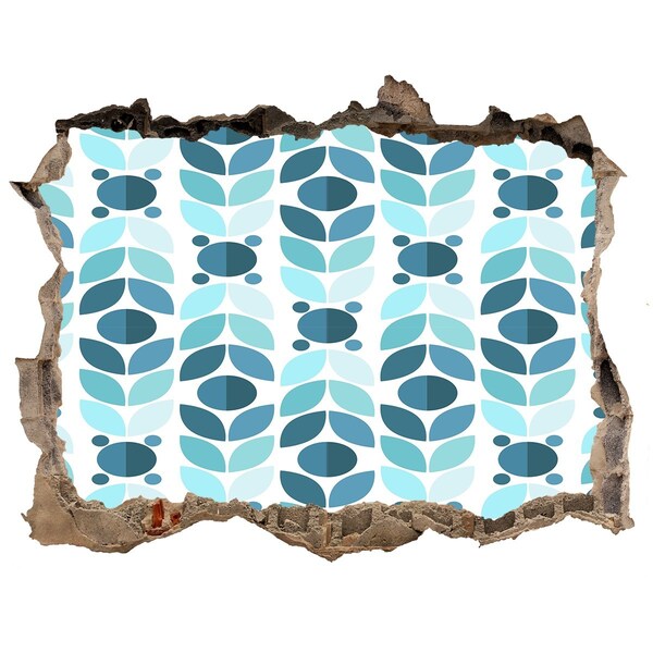 Wandsticker 3D doorkijk Gat in de muur Bloemenpatroon