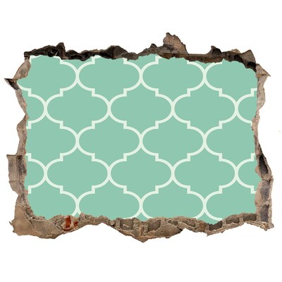 Zelfklevende 3D wandsticker illusie Groen mozaïek tegen de achtergrond van een beschadigde muur.