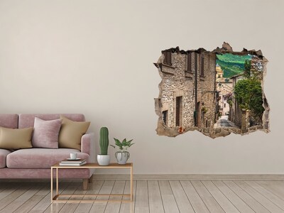 Wandsticker 3D gat met uitzicht Een charmant stadje in Toscane