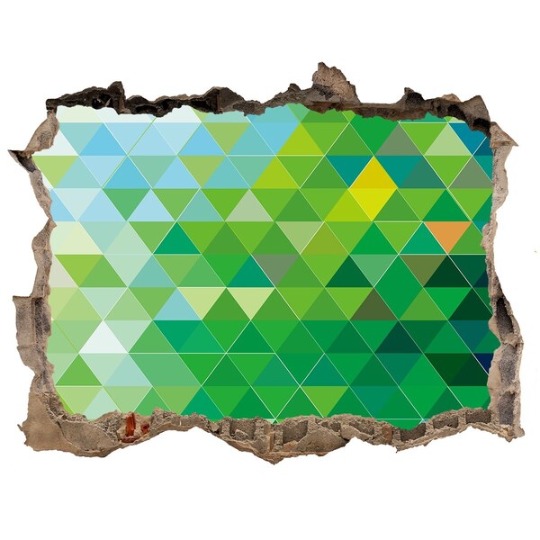 Wandsticker 3D gat met uitzicht Groen landschap in een gat in de muur