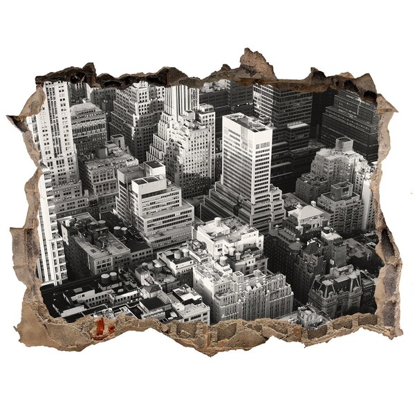 Wandsticker 3D doorkijk Uitzicht op de stedelijke jungle