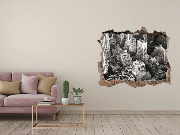 Wandsticker 3D doorkijk Uitzicht op de stedelijke jungle