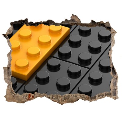 Wandsticker 3D gat met uitzicht Gebroken LEGO-stenen muur