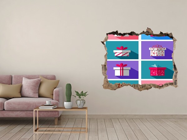 Zelfklevende muursticker 3D gat Cadeauverrassingen