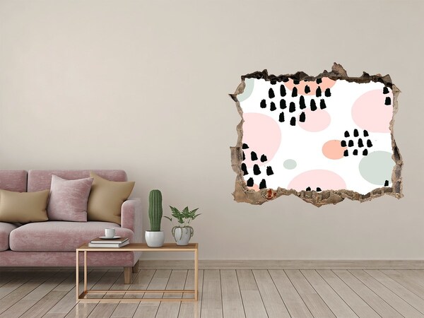 Zelfklevende muursticker 3D gat Een gat in de muur met kleurrijke vlekken