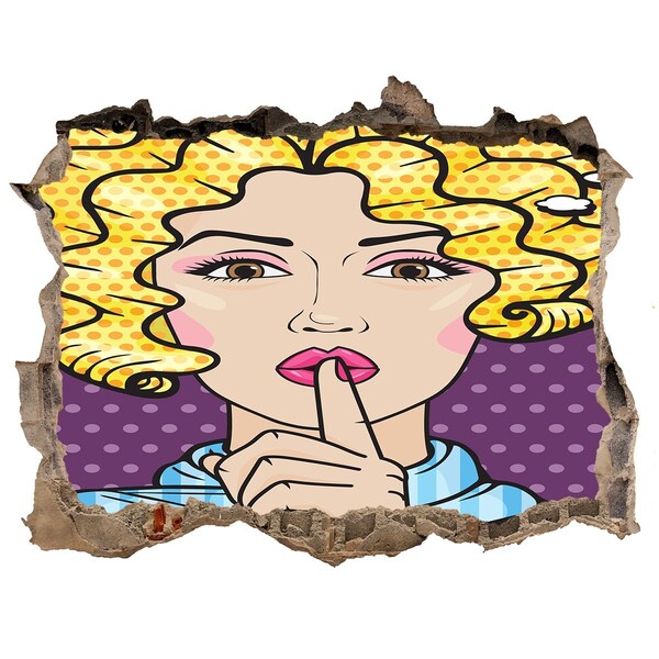 Zelfklevende muursticker 3D gat Een vrouw met een mysterieuze glimlach