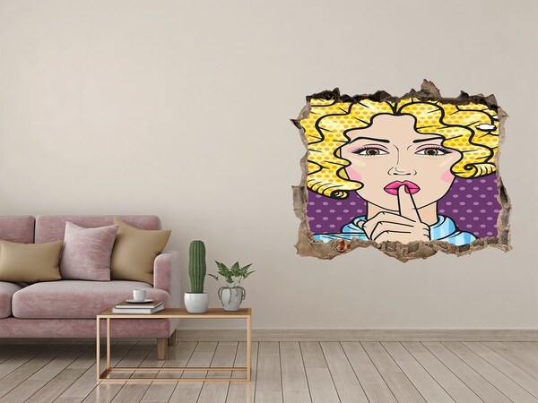 Zelfklevende muursticker 3D gat Een vrouw met een mysterieuze glimlach