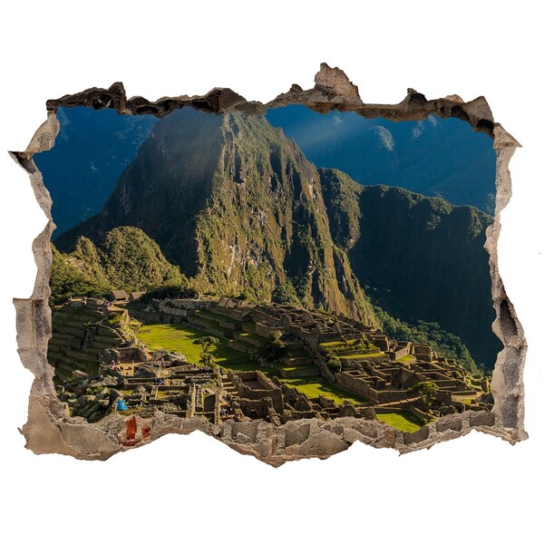 Zelfklevende 3D wandsticker illusie Inca-monumenten in Machu Picchu