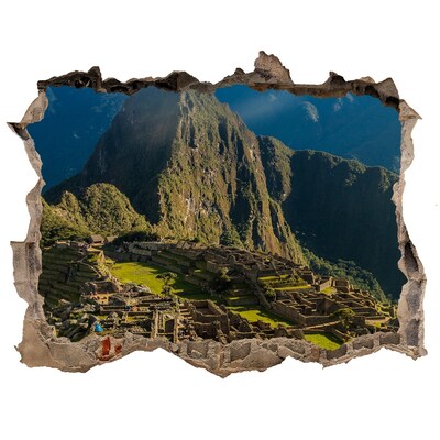 Zelfklevende 3D wandsticker illusie Inca-monumenten in Machu Picchu