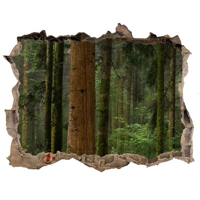 Zelfklevende 3D wandsticker illusie Groen bos in een gat in de muur