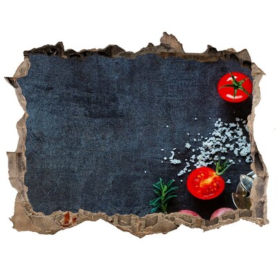 Wandsticker 3D gat met uitzicht De charme van een culinaire ervaring in een klein, onopvallend restaurantje