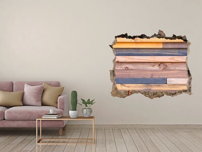 Zelfklevende muursticker 3D gat Houten muur door een gat