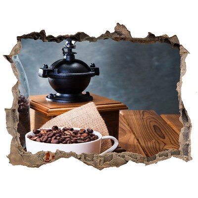 Zelfklevende 3D wandsticker illusie Koffie in een thuiscafé