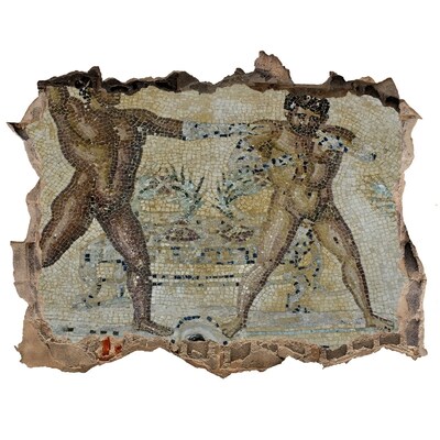 Wandsticker 3D gat met uitzicht Oude gladiatorengevechten