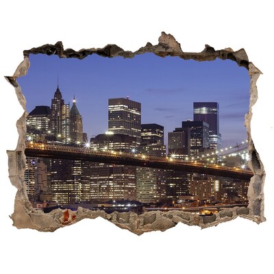 Wandsticker 3D doorkijk Uitzicht op de skyline van New York