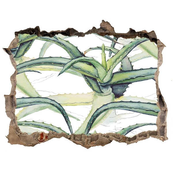 Zelfklevende 3D wandsticker illusie Een groene oase in beton.