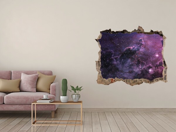 Zelfklevende muursticker 3D gat Kosmische ruimte