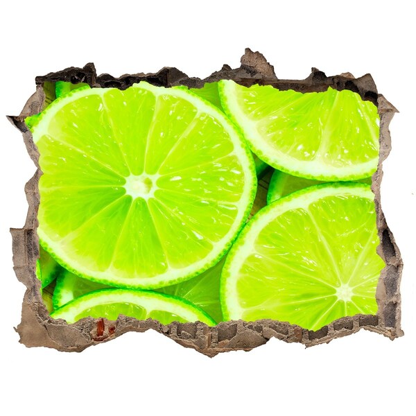 Wandsticker 3D doorkijk Sappige limoenen in een verborgen pareltje