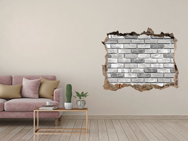 Zelfklevende 3D wandsticker illusie Een verwoeste bakstenen muur