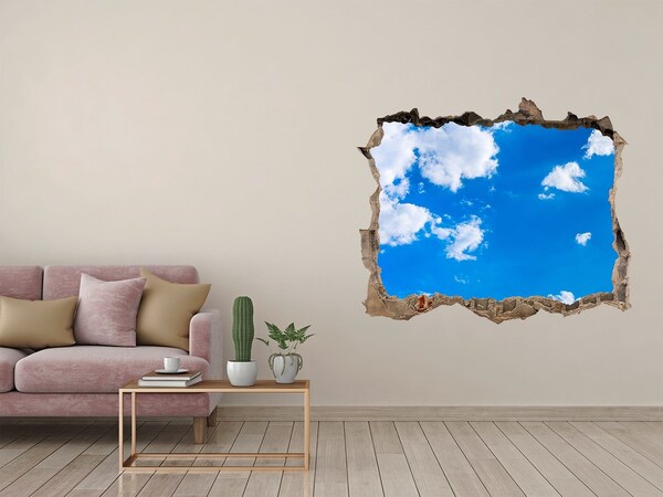 Wandsticker 3D doorkijk Blauwe lucht met wolken