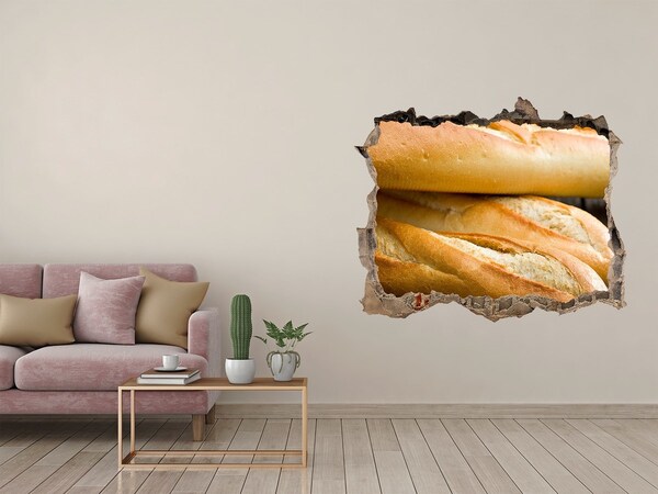 Zelfklevende 3D wandsticker illusie Verse baguettes in de muur