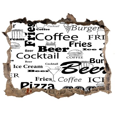 Zelfklevende muursticker 3D gat Culinaire chaos