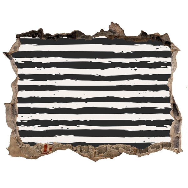 Wandsticker 3D doorkijk Verwoeste muur met strepen