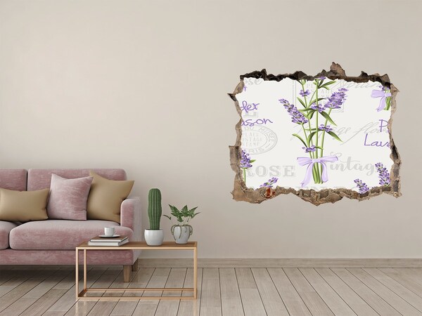 Zelfklevende 3D wandsticker illusie Vintage lavendeltuin