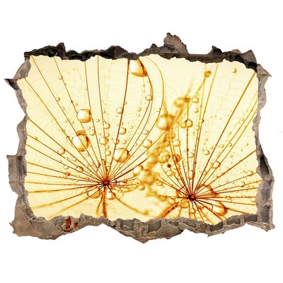 Zelfklevende muursticker 3D gat Gouden bloemen in beton