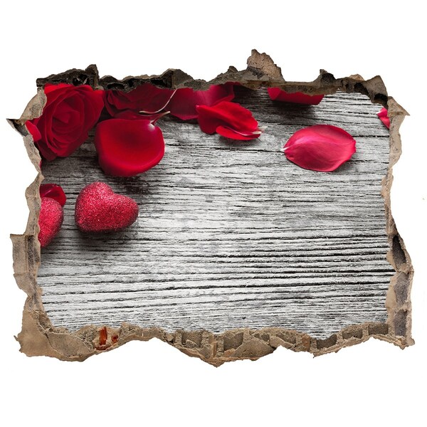 Wandsticker 3D doorkijk Romantische ruimte met rozen