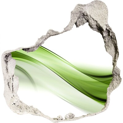 3D wandsticker gat in de muur Groene golf in de muur