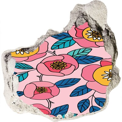 3D wandsticker gat in de muur Hole in the Wall Bloemenmuurschildering