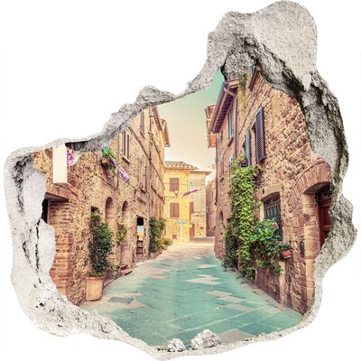 Zelfklevende muursticker 3D gat De charmante straatjes van Toscane