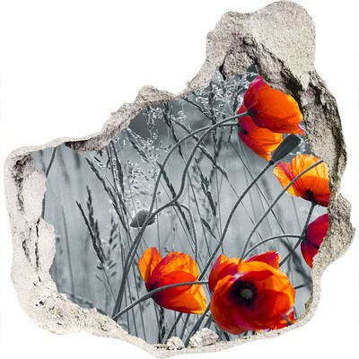 Zelfklevende muursticker 3D gat Bloemen in beton