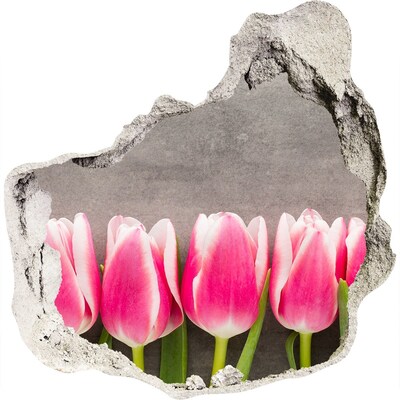 3D wandsticker gat in de muur Tulpen in beton