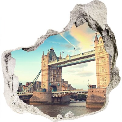 3D muursticker effect gat in de muur Tower Bridge in Londen
