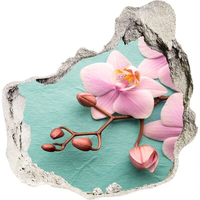 3D wandsticker gat in de muur Orchideebloem in een beschadigde muur
