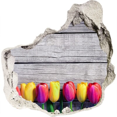 3D wandsticker gat in de muur Bloemen door een gat in de muur