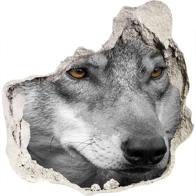 Zelfklevende muursticker 3D gat Wolf in ruïnes