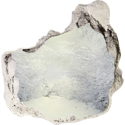 Zelfklevende muursticker 3D gat Winterlandschap achter de muur