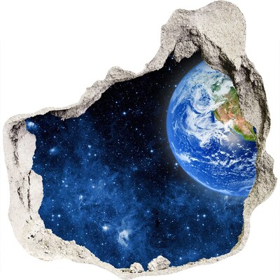 Zelfklevende muursticker 3D gat Kosmisch uitzicht vanuit een gat in de muur