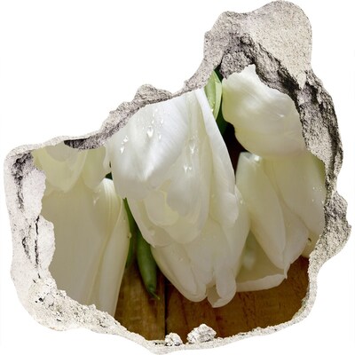3D wandsticker gat in de muur Bloemen in beton