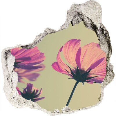 3D muursticker effect gat in de muur Bloemen door een gat in de muur