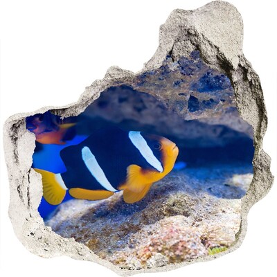 Zelfklevende muursticker 3D gat De onderwaterwereld van het koraalrif