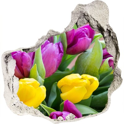 3D muursticker effect gat in de muur Een verborgen bloemenparadijs