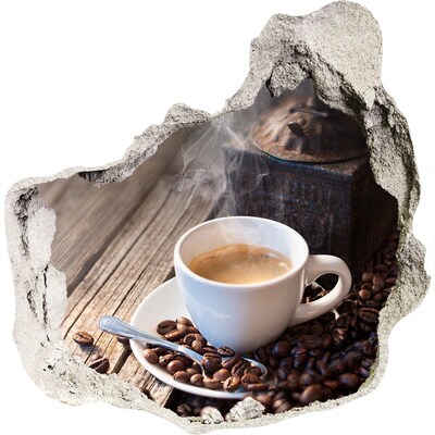 3D wandsticker gat in de muur Koffie in een gezellig café